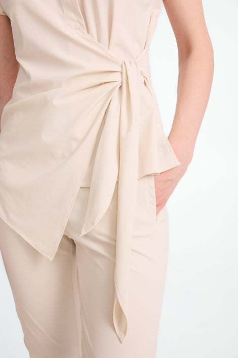 Aston strech technical jersey blouse | Light Sand