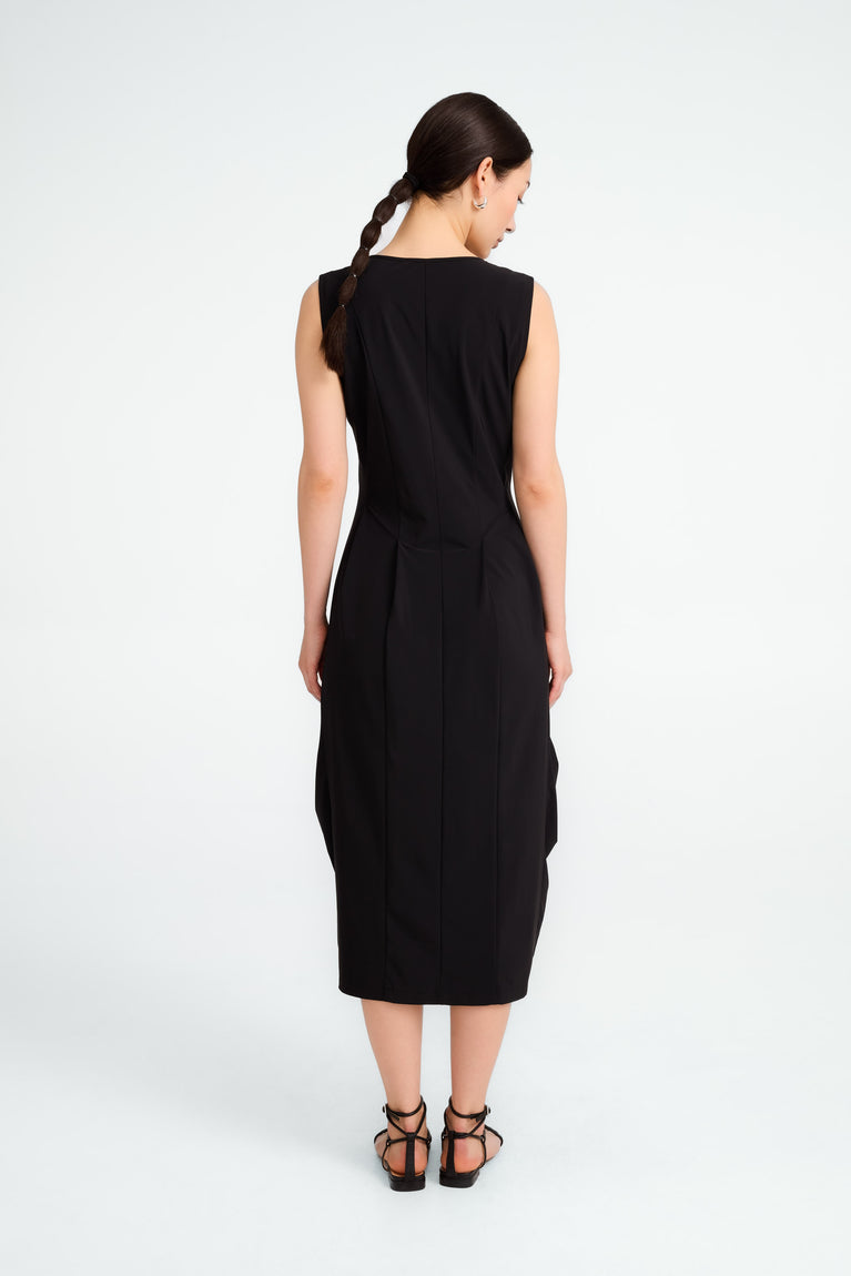 Ria WS strech technical jersey dress | Black