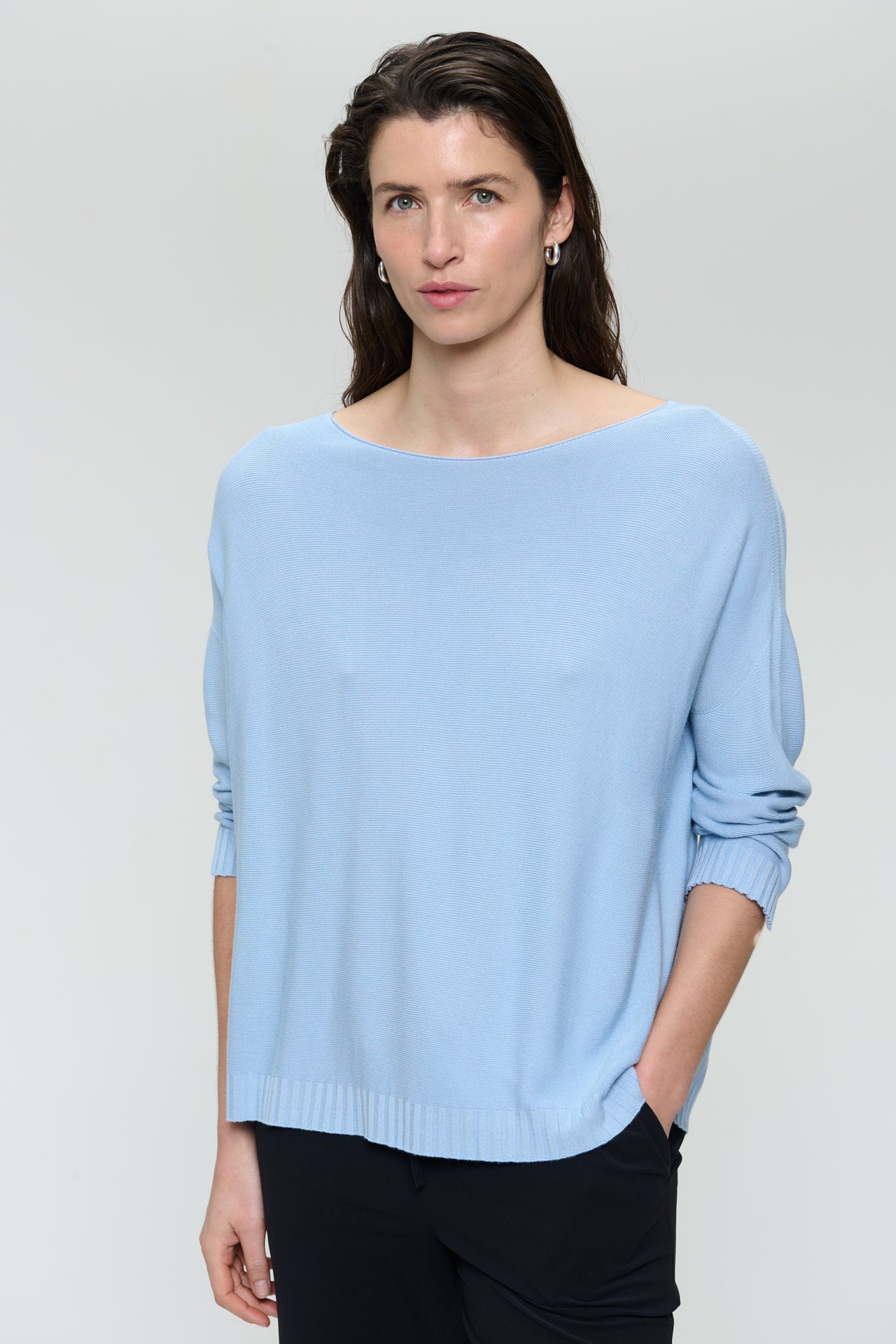 M205 seamless cotton pullover | Azzurro