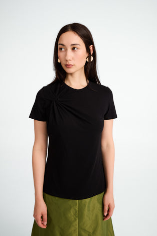 Cotton elastene knot t-shirt | Black