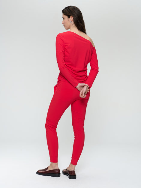 Lidia strech technical jersey top | Red