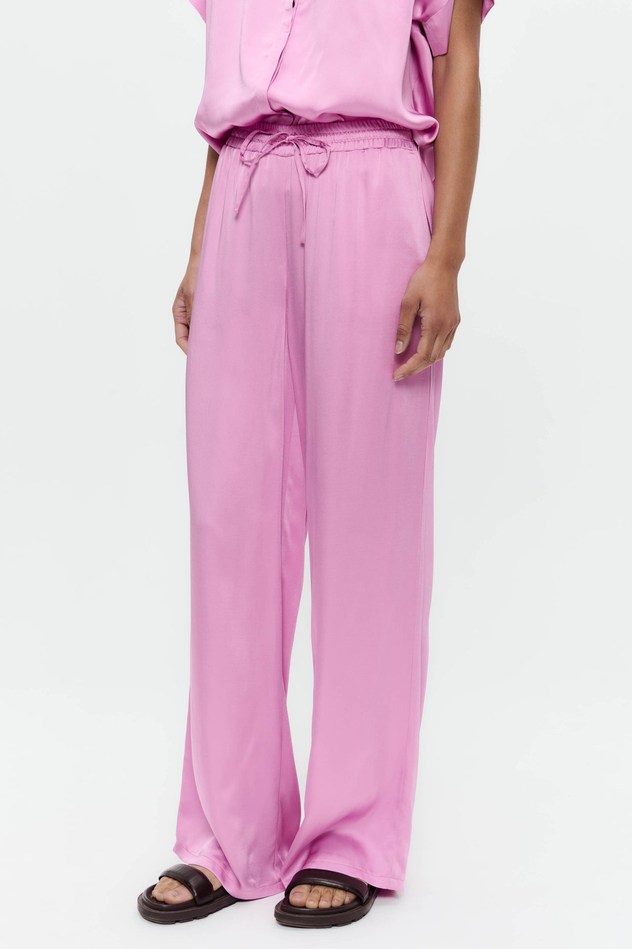 Simone saten viscose pants | Pink