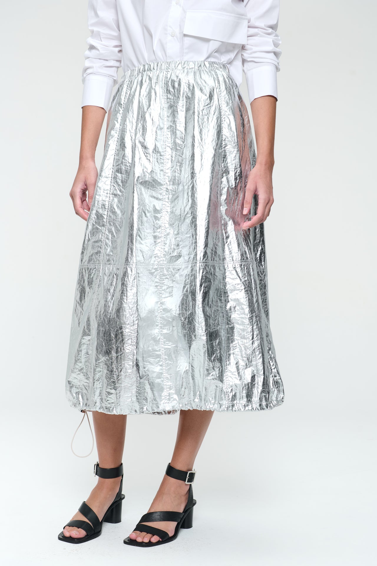 Maud silver shine foil skirt | Silver