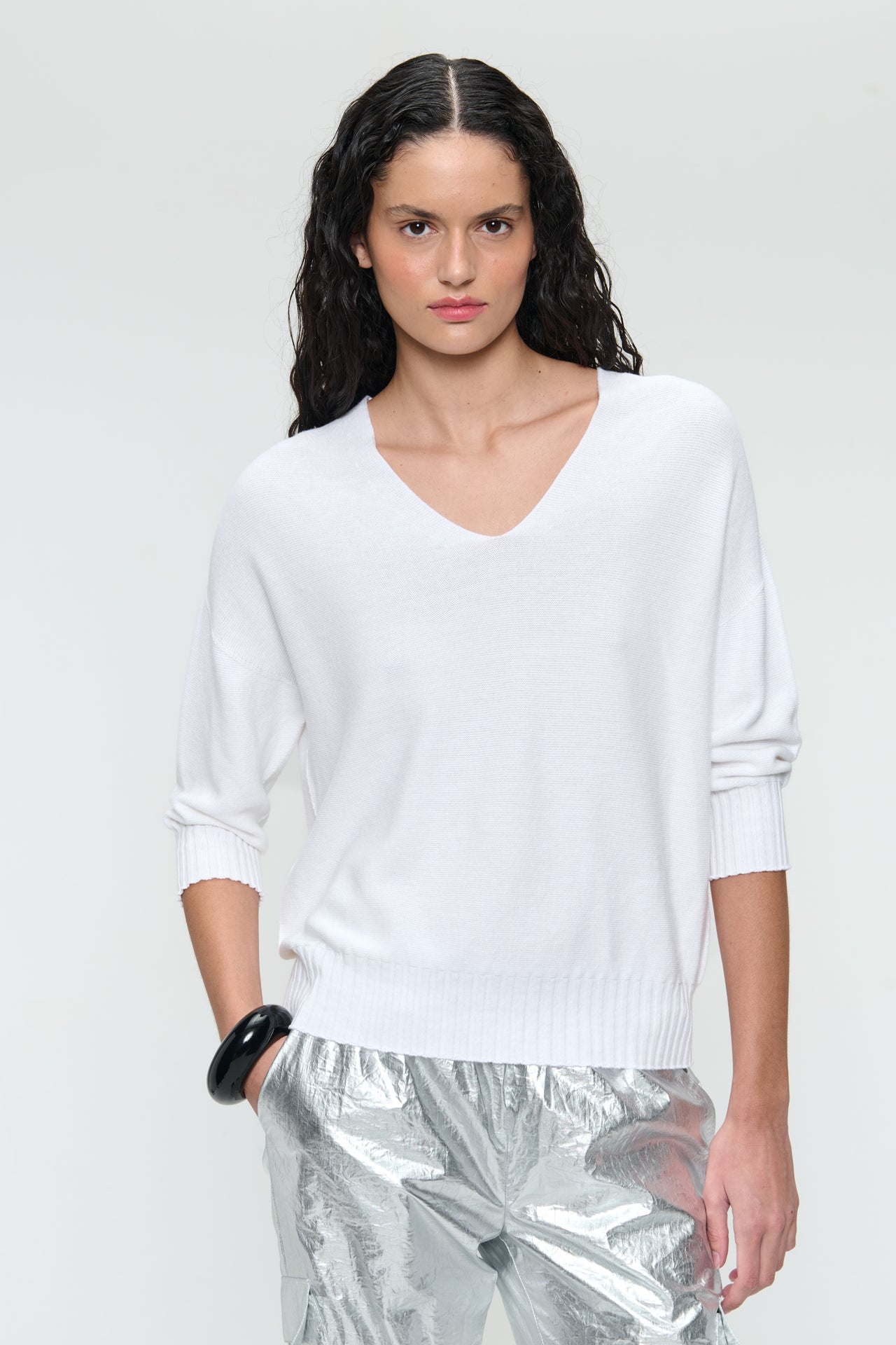 Seamless cotton pullover 317 | White