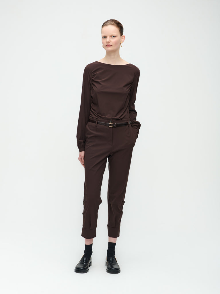 Nina Top Technical Jersey | Dark Brown