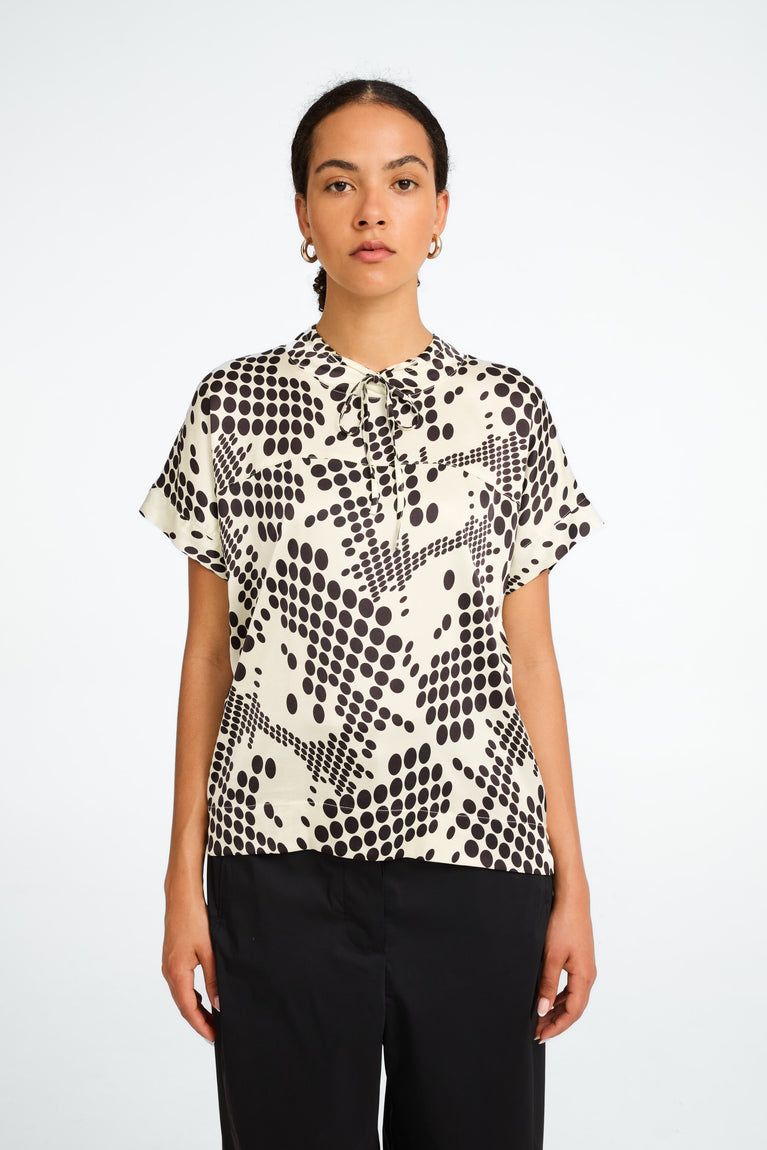 Lucca printed strech viscose top | White