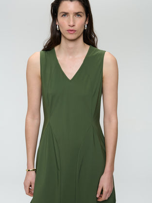 Ria WS strech technical jersey dress | Oliva green