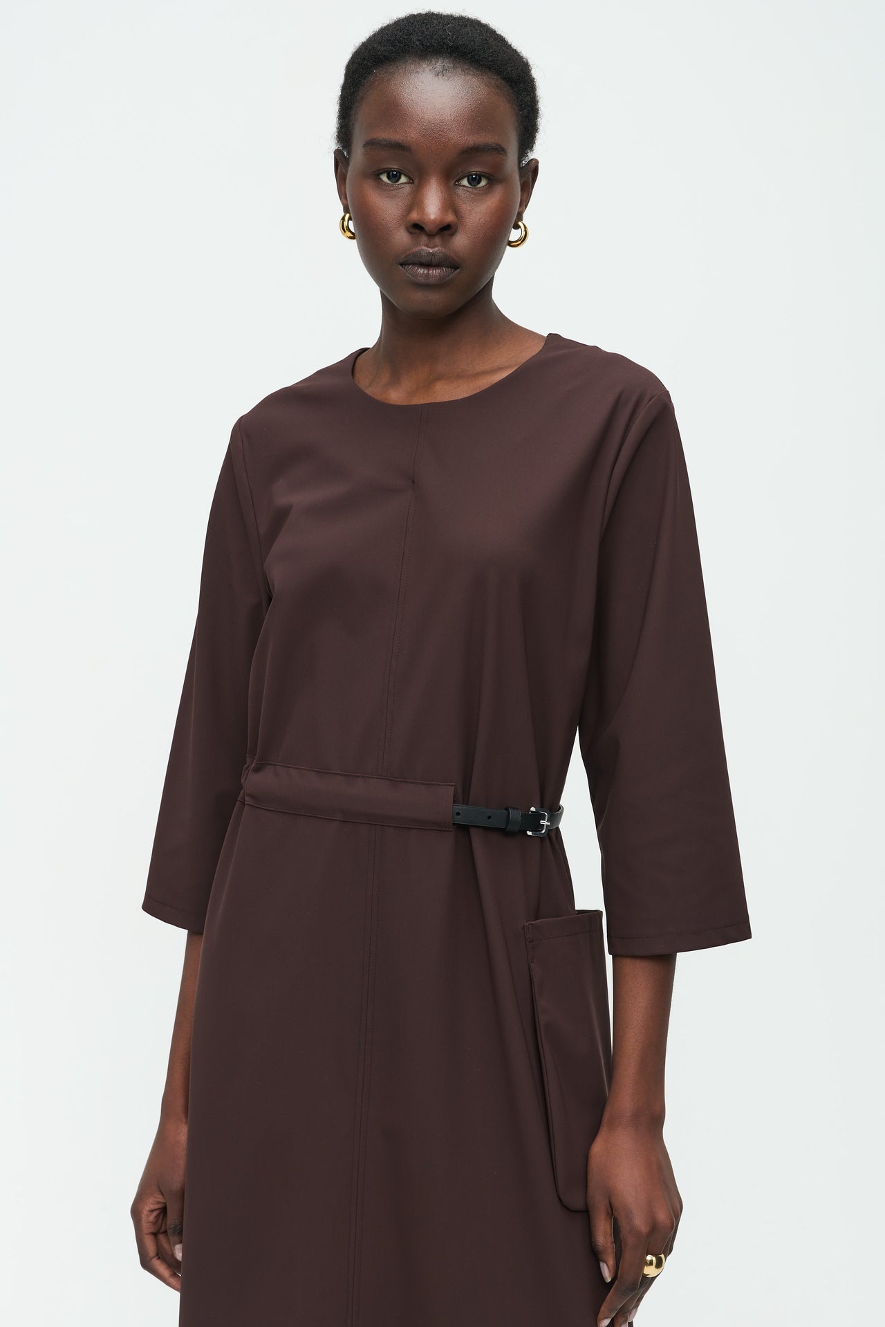 Marlou Dress Technical Jersey | Dark Brown