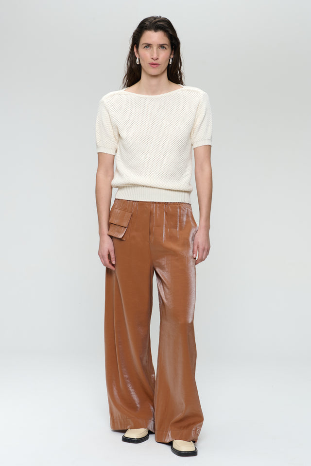 CharlyN shiny viscose pants | Brown