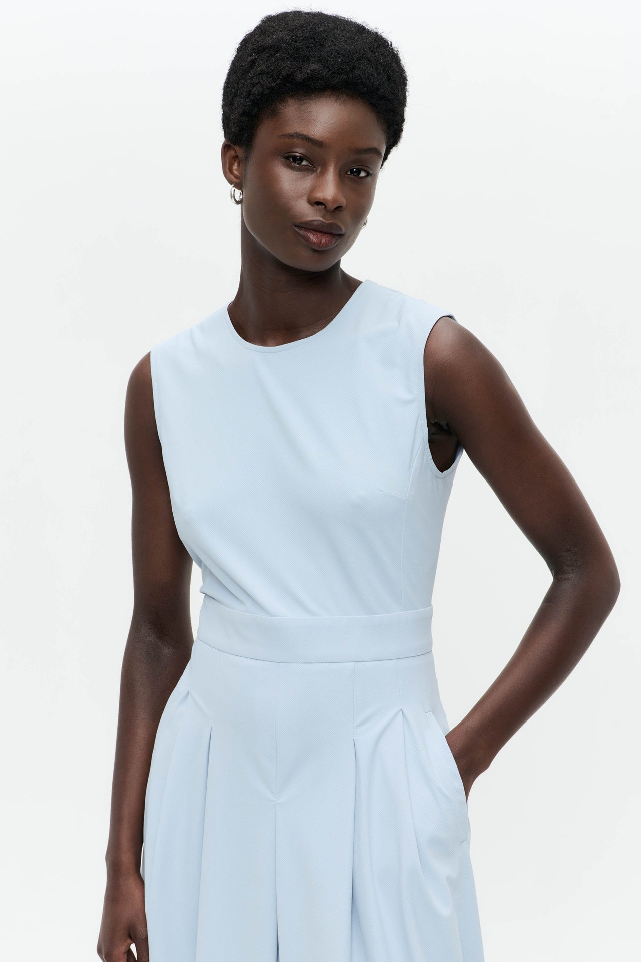 Jackie structure technical jersey dress | Light Blue