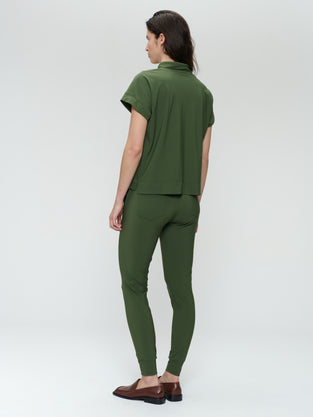 Lucca strech technical jersey top | Oliva green