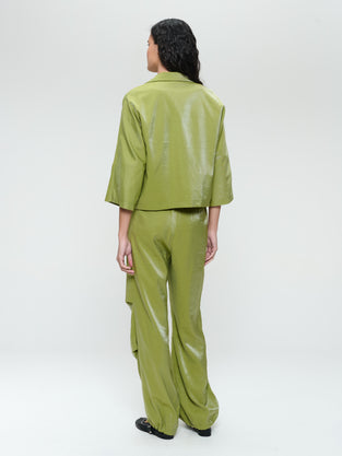 AvalonN shiny viscose pants | Lime