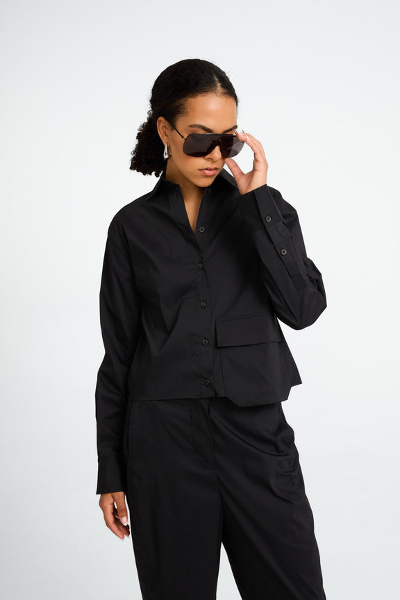 Kerry cotton poplin blouse | Black