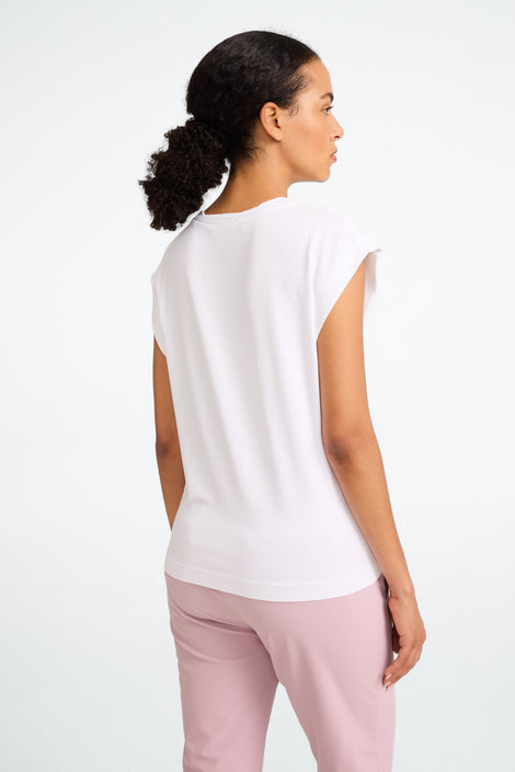 Maria strech viscose logo top | White