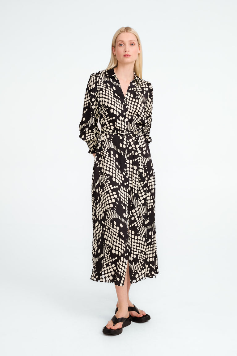 Julia print shine viscose dress | Black