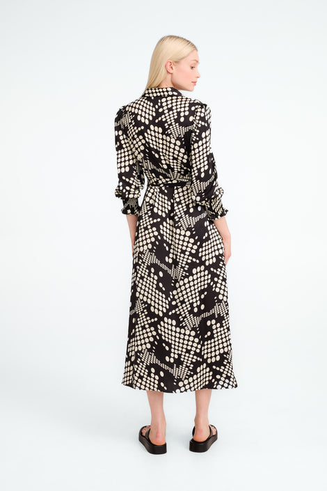 Julia print shine viscose dress | Black