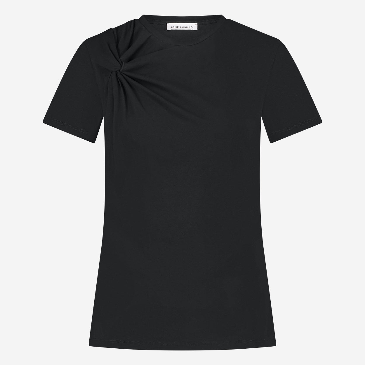 Cotton elastene knot t-shirt | Black