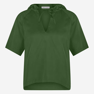 Evi saten viscose blouse | Oliva Green