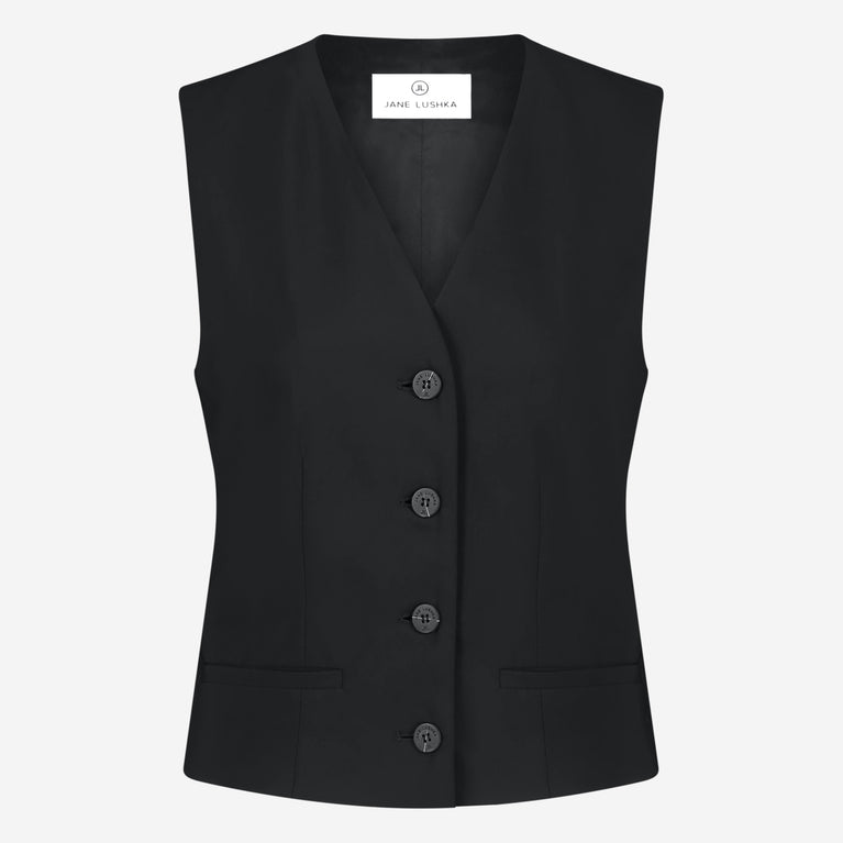 Kay strech technical jersey vest | Black