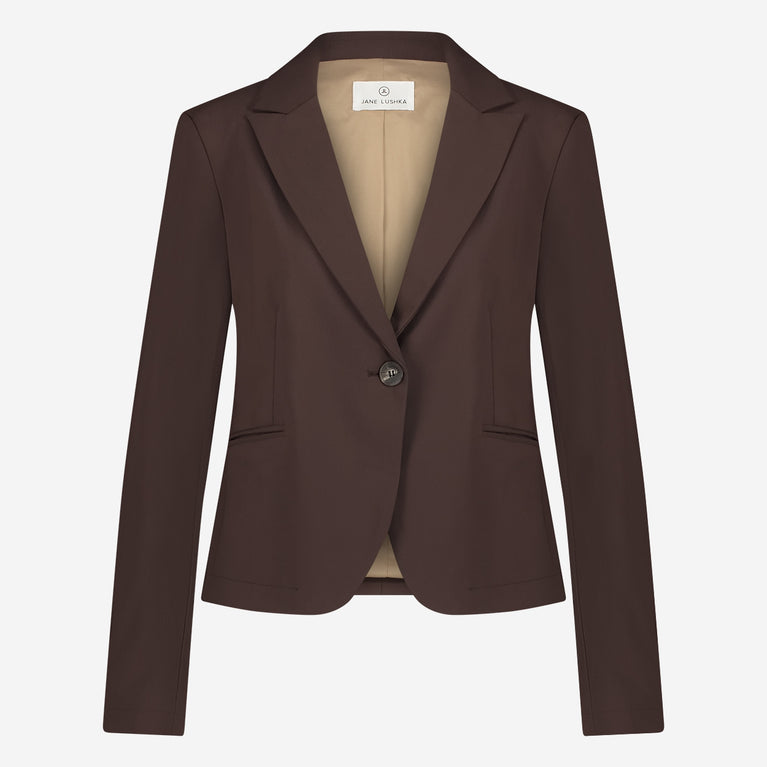 Elvira Blazer Technical Jersey | Dark Brown